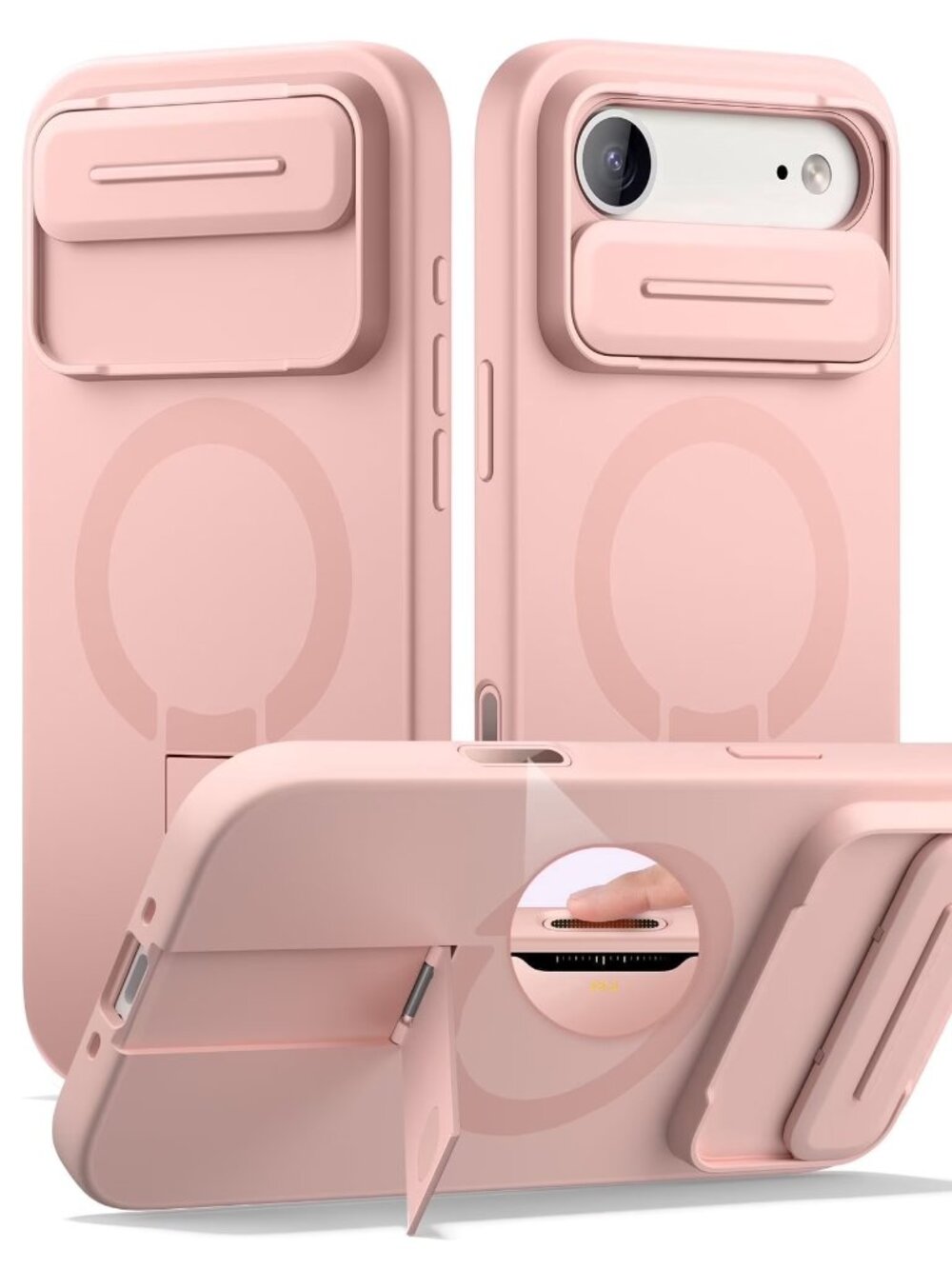 SURITCH iPhone Air Case MagSafe Camera Cover Kickstand Shockproof Pink